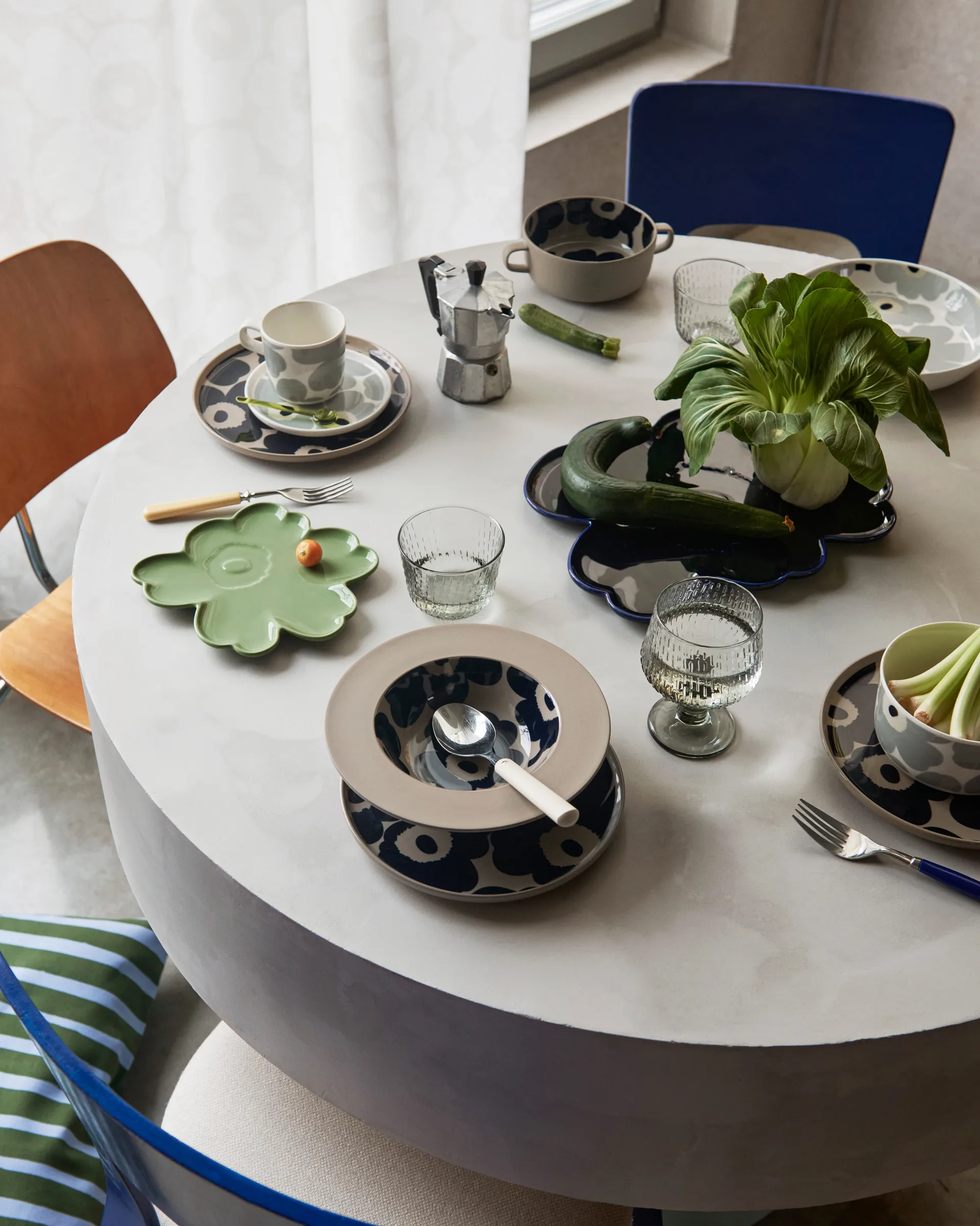 Unikko diep bord Ø20 cm, Terra-dark blue Marimekko