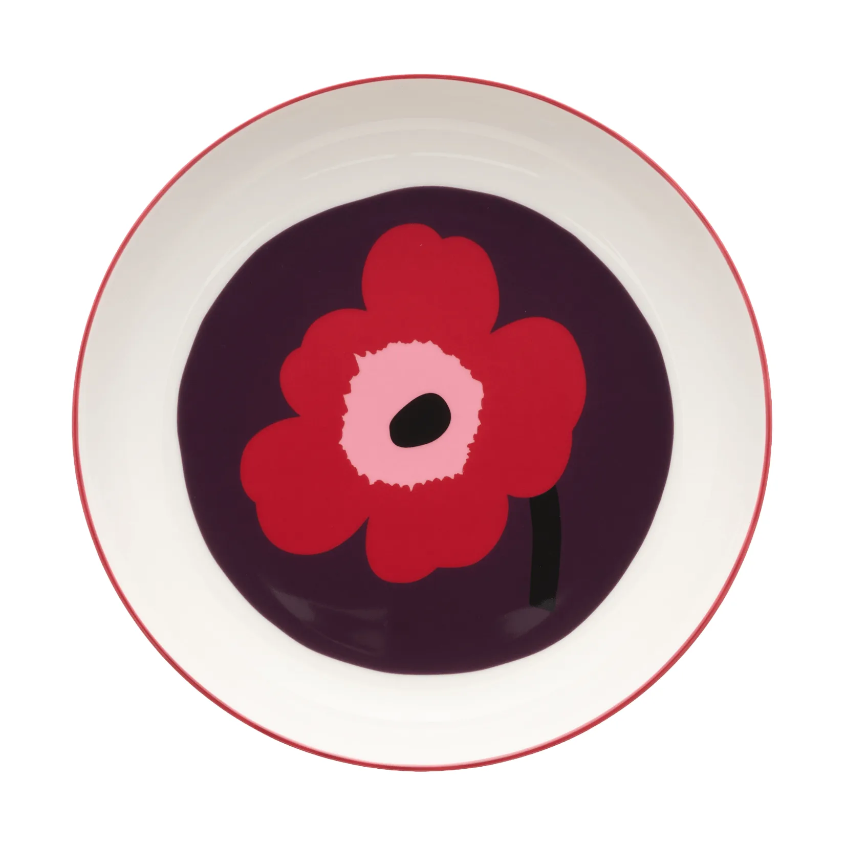 Unikko diep bord Ø20,5 cm, White-plum-cranberry-pink Marimekko