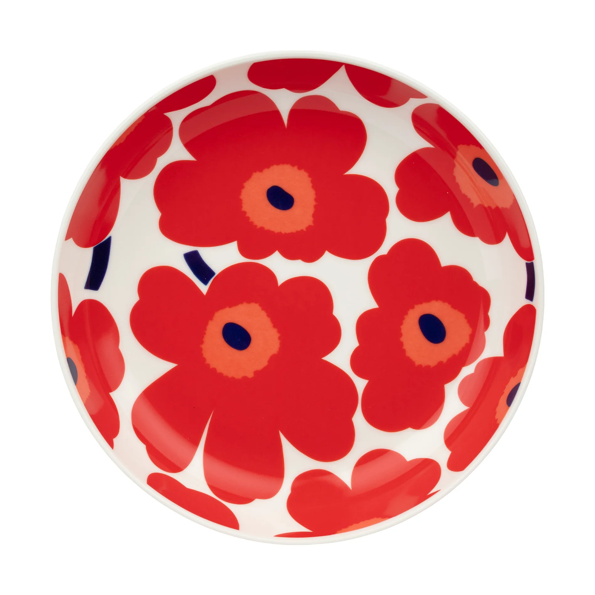Unikko diep bord Ø20,5 cm, White-red-blue Marimekko