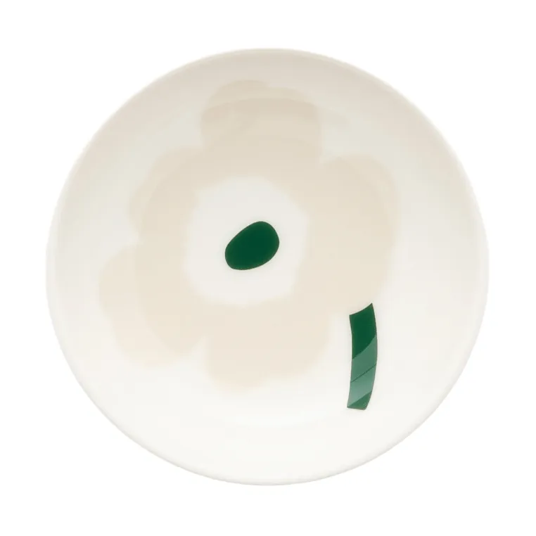 Unikko diepe bord, Beige-wit-licht zand-donkergroen Marimekko