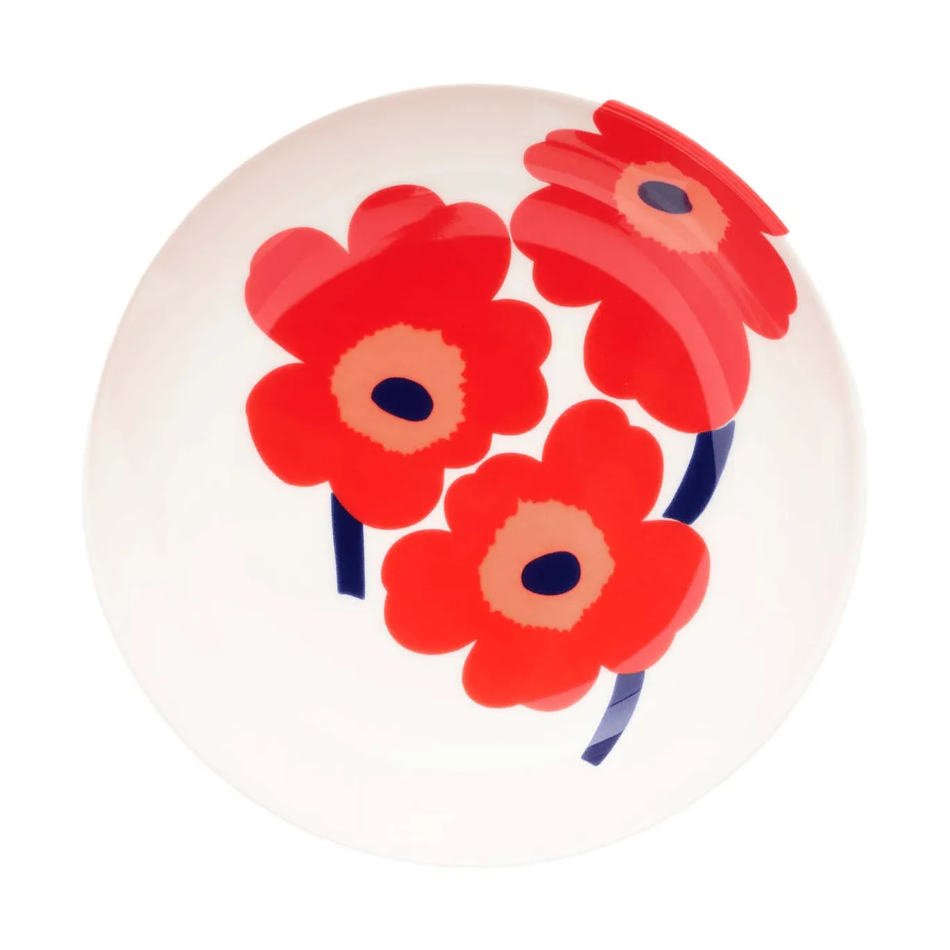 Unikko diepe bord, White-red-blue Marimekko