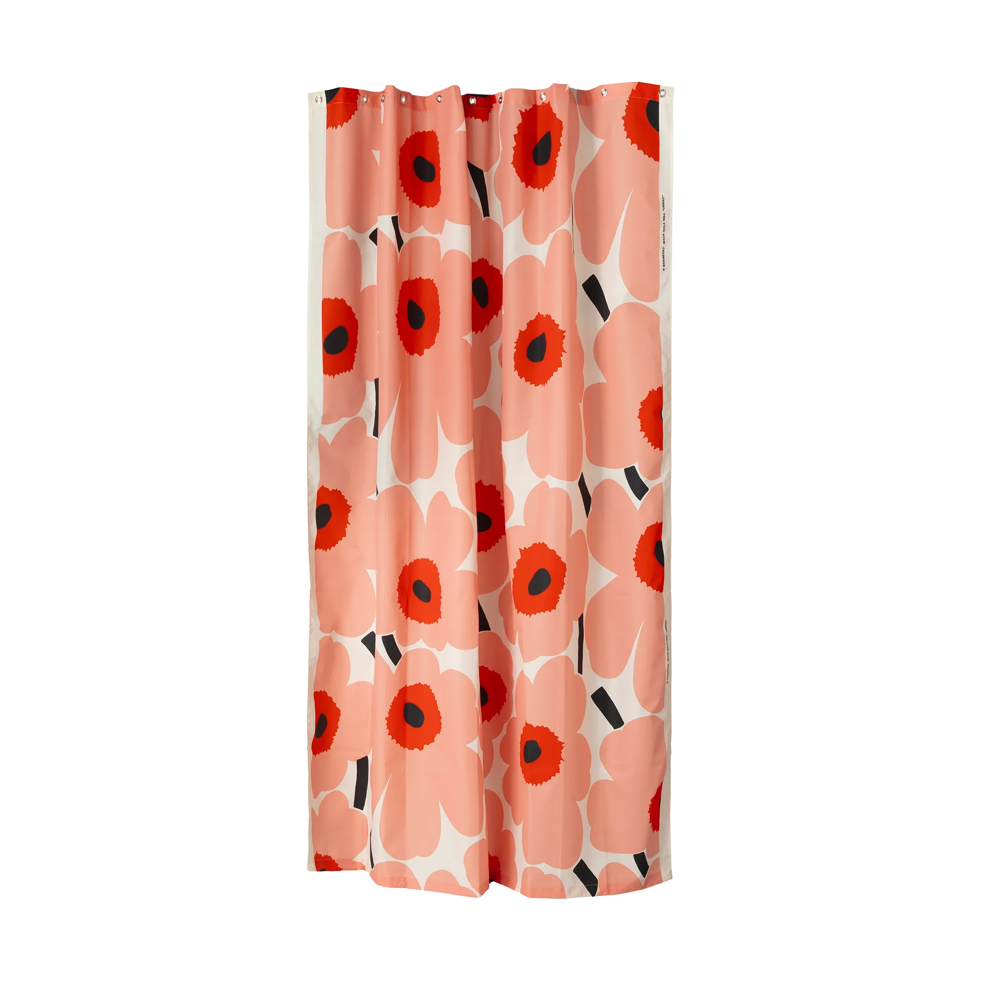 Unikko douchegordijn, Offwhite-coral-red-charcoal Marimekko