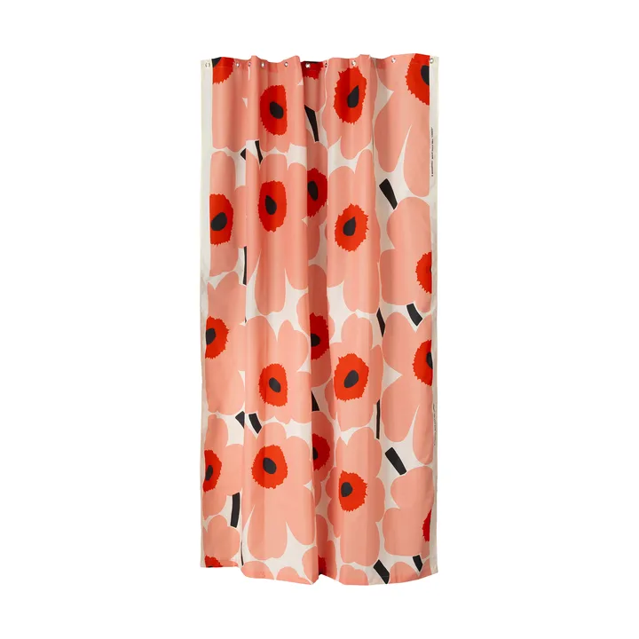 Unikko douchegordijn - Offwhite-coral-red-charcoal - Marimekko