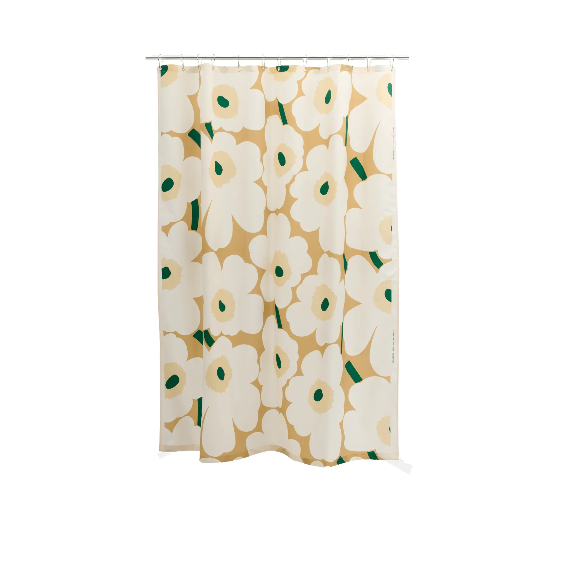 Unikko douchegordijn, Sand-off white-hay-emerald Marimekko