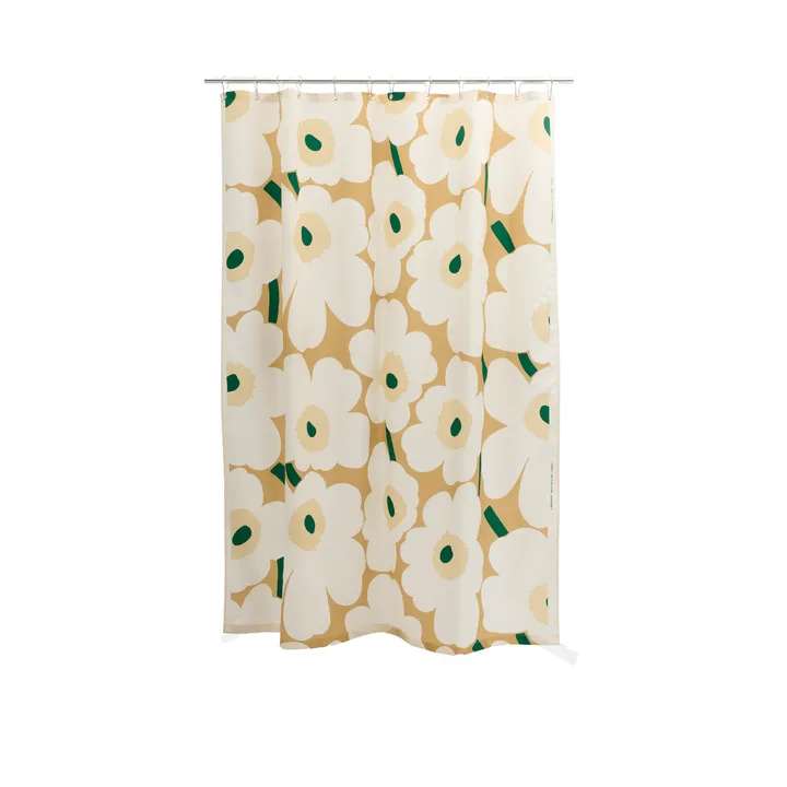 Unikko douchegordijn - Sand-off white-hay-emerald - Marimekko