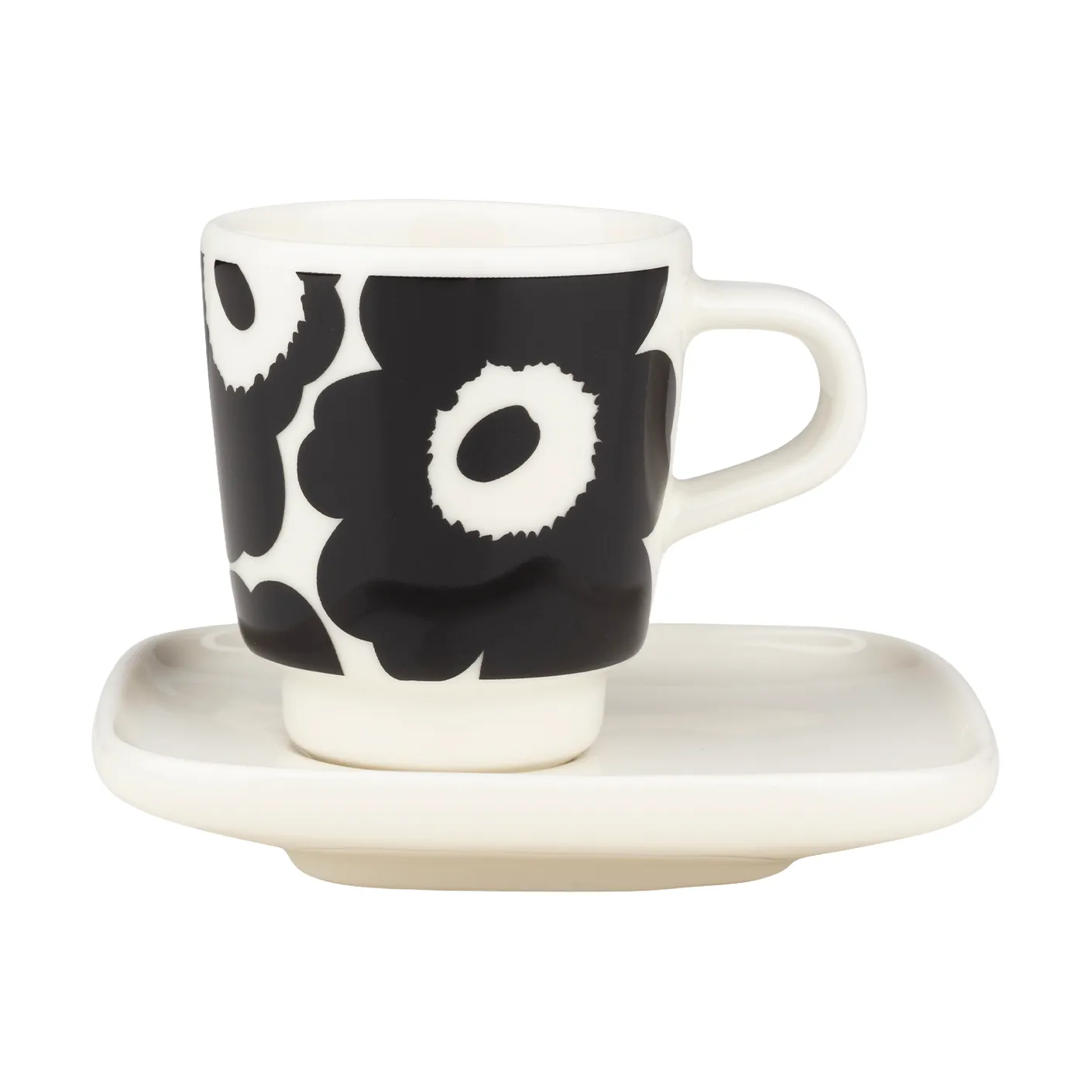 Unikko espresso kopje met schotel 2-delig, Black-white Marimekko