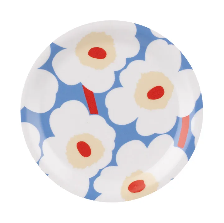Unikko glazen onderzetter - Light blue-off white-melon-orange red, Ø11 cm - Marimekko