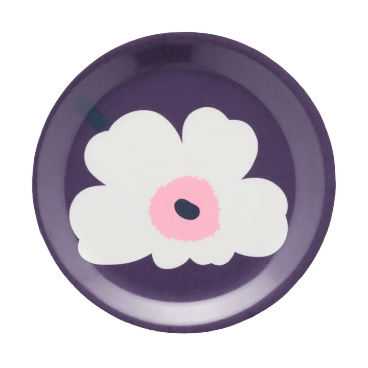 Unikko glazen onderzetter - Plum-white-rose, Ø11 cm - Marimekko