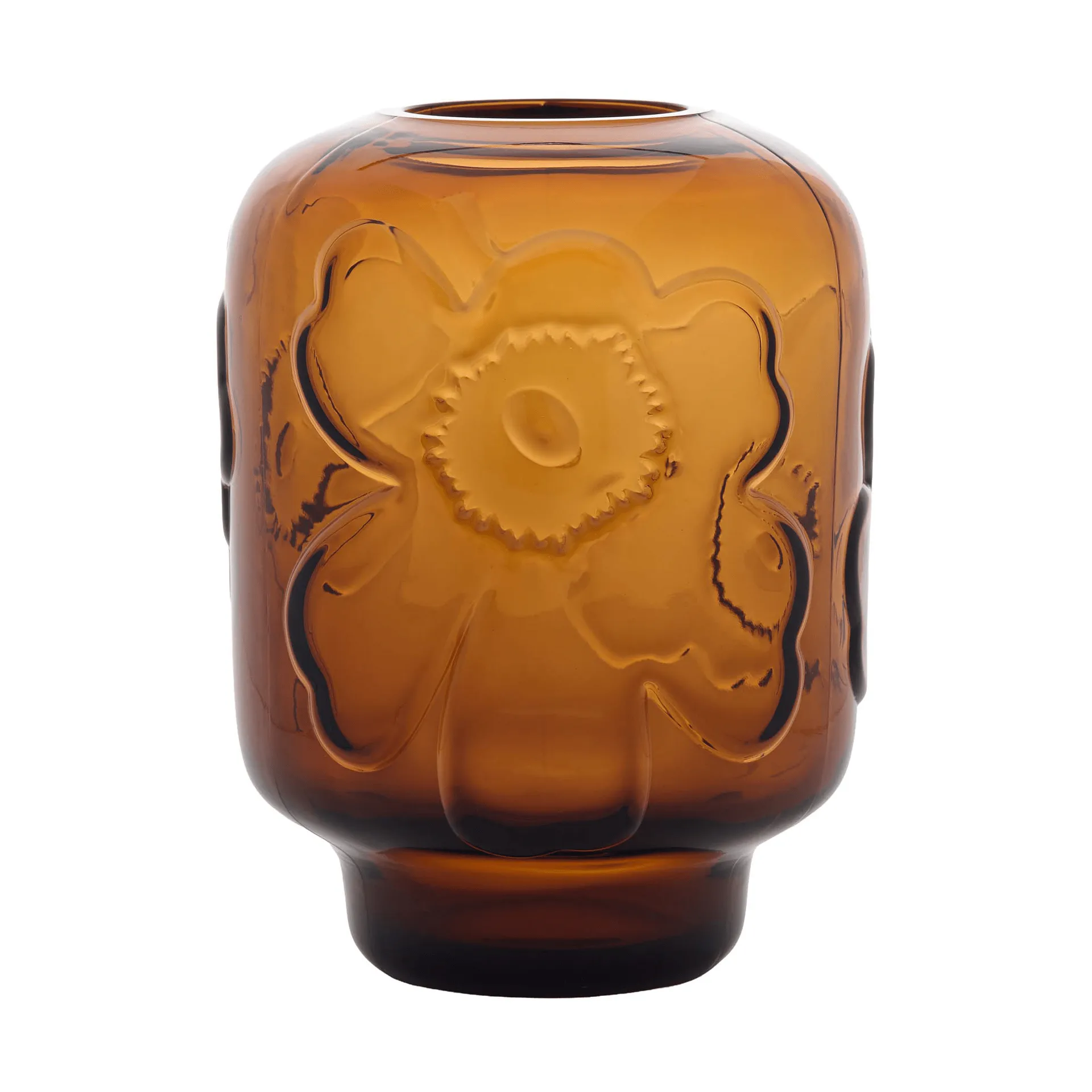 Unikko glazen vaas, Cognac, 18 cm Marimekko