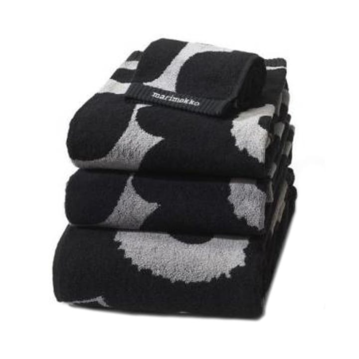 Weigering Agnes Gray Massage Unikko handdoek zwart-zand van Marimekko - NordicNest.nl