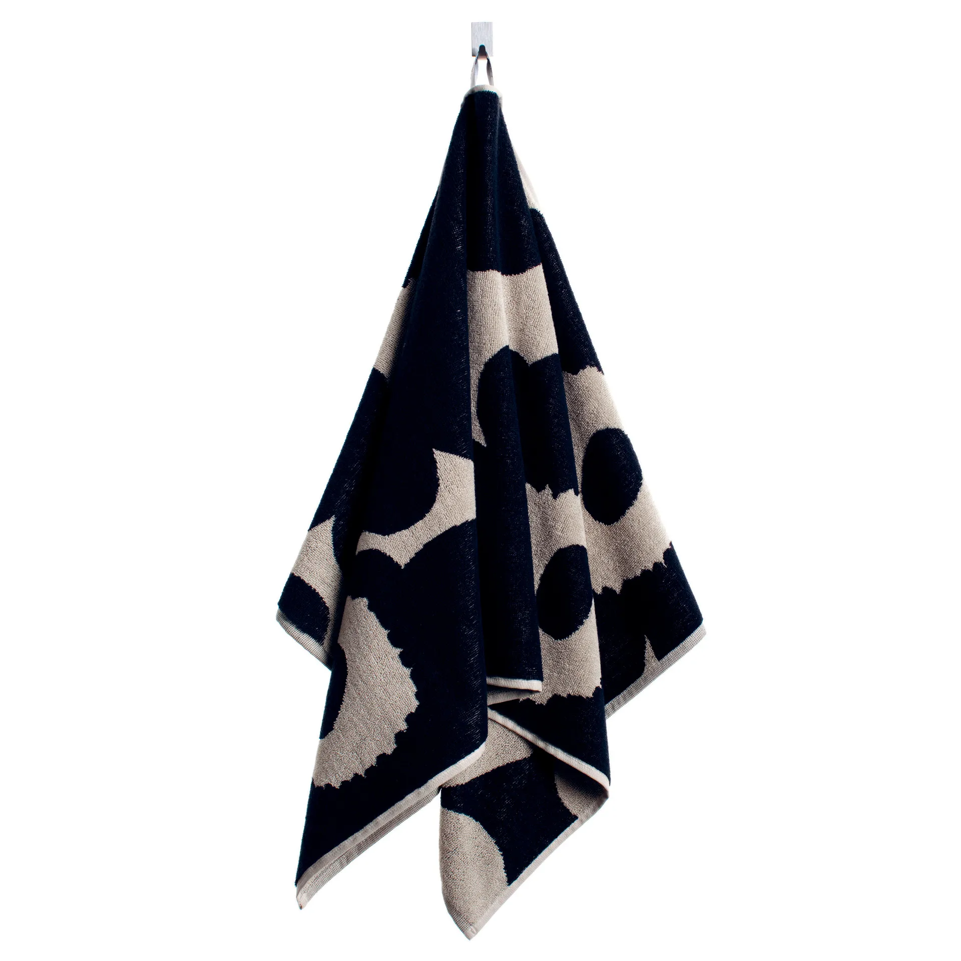 Unikko handdoek zwart-zand, handdoek Marimekko