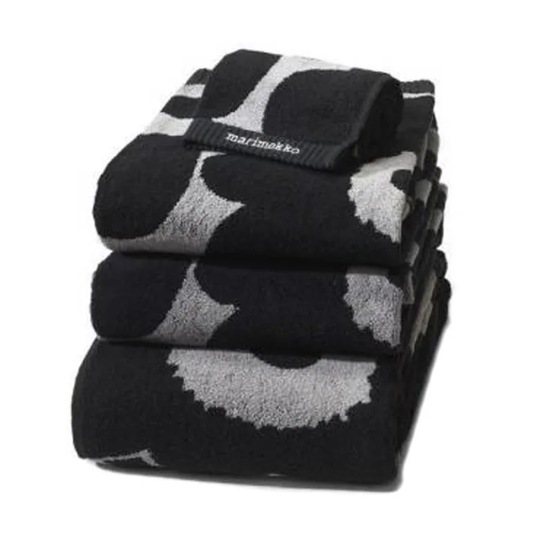 Unikko handdoek zwart-zand, handdoek Marimekko