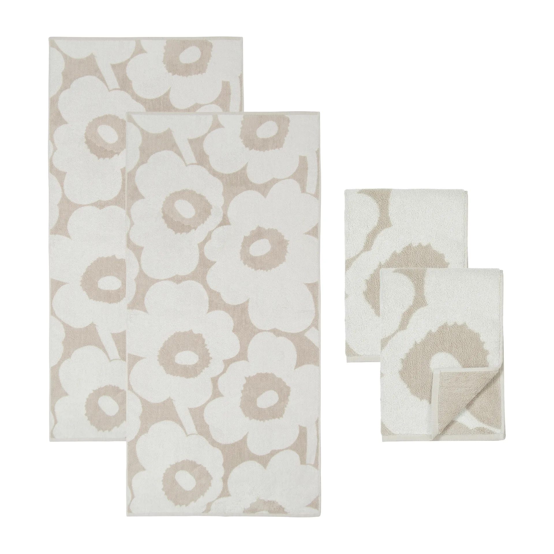 Unikko handdoekenset, Beige-wit Marimekko