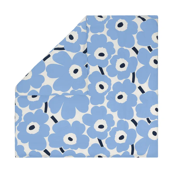 Unikko jersey dekbedovertrek - Gebroken wit, lichtblauw, navy, 240x220 cm - Marimekko