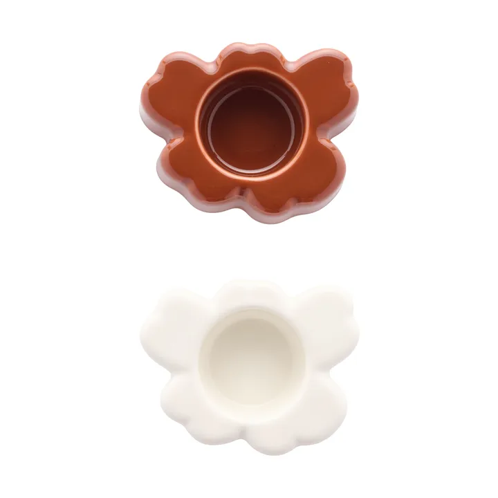 Unikko kaarsenhouder 3x10 cm 2 stuks - White-kastanje - Marimekko