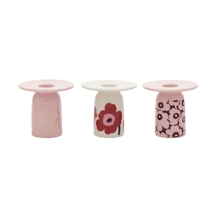 Unikko kaarsenhouder - Pink-wit-bordeaux-goud, 3-delig - Marimekko