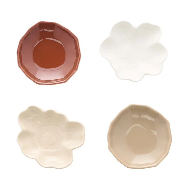 Unikko & Kivet shape bord 4-delig - Beige-chestnut-white-light brown - Marimekko