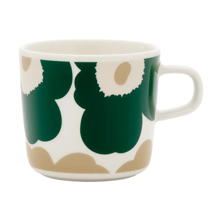 Unikko koffiemok 20 cl - White-dark green-beige-light sand - Marimekko
