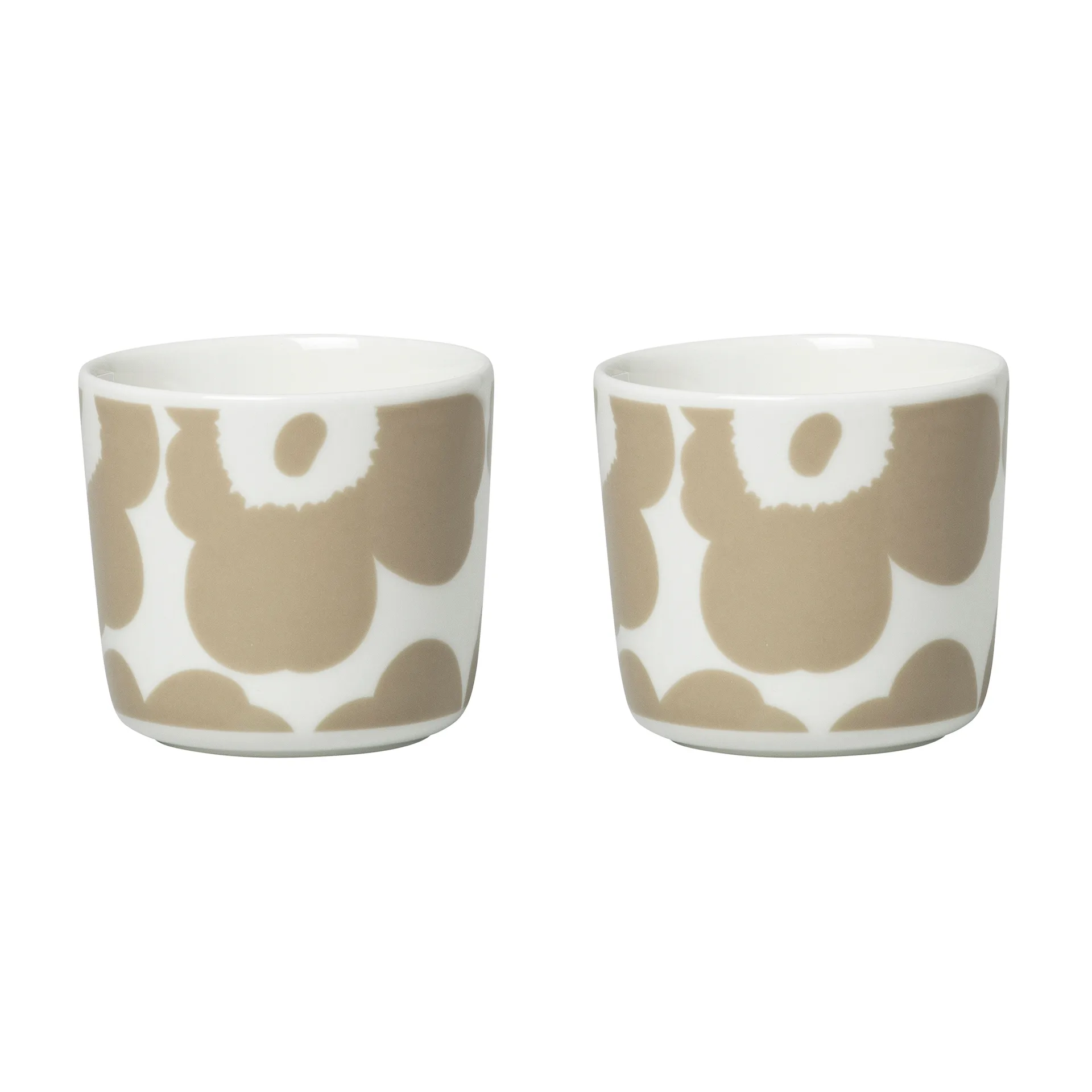 Unikko koffiemok zonder oor 20 cl 2-pack, Wit-beige Marimekko