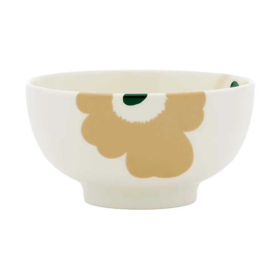 Unikko kom 3 dl, Beige-wit-licht zand-donkergroen Marimekko