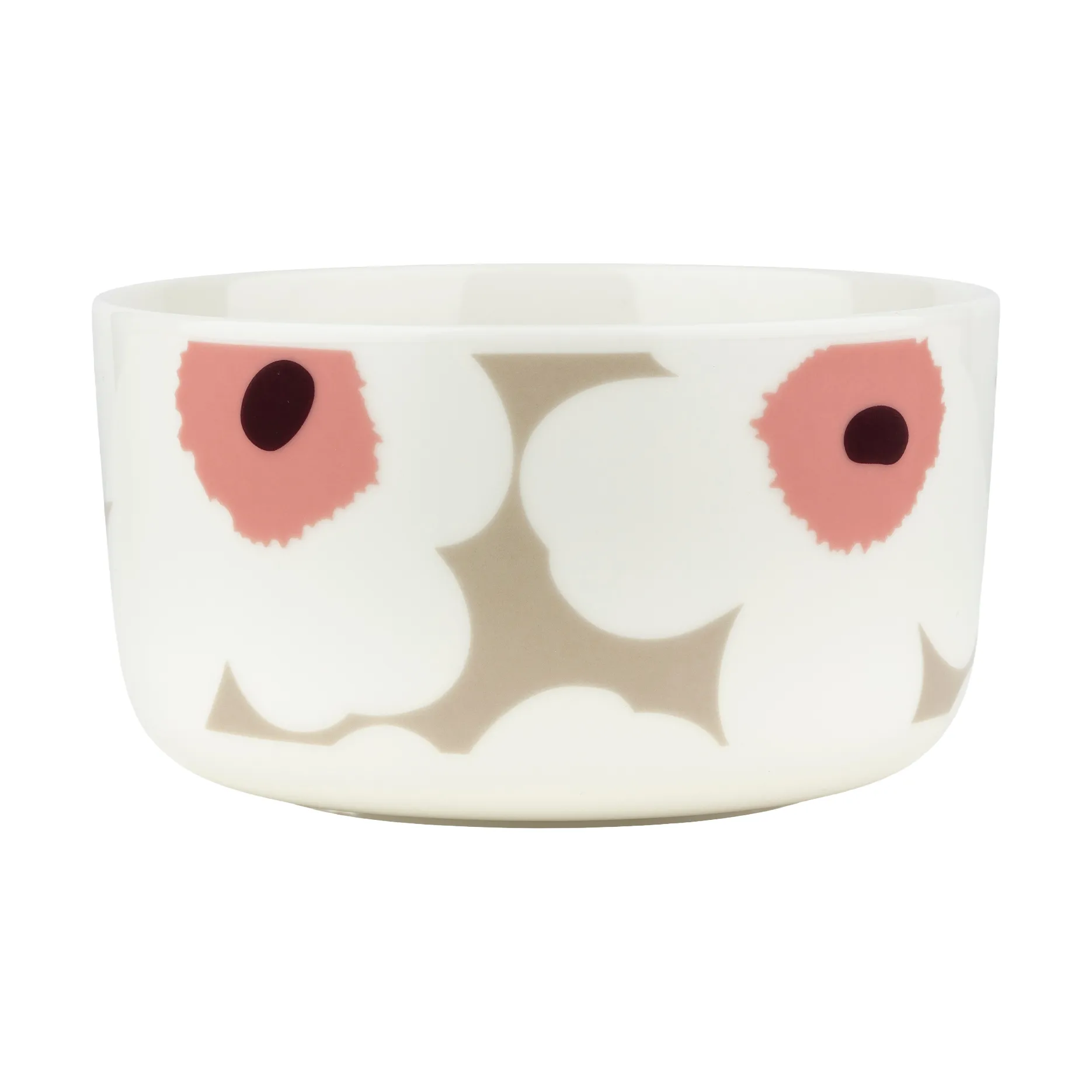 Unikko kom 5 dl, White-clay-powder-dark wine Marimekko