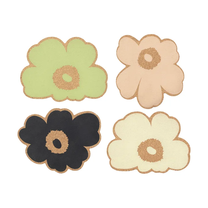 Unikko kurken onderzetters 4-delig - Multicolour assortment - Marimekko