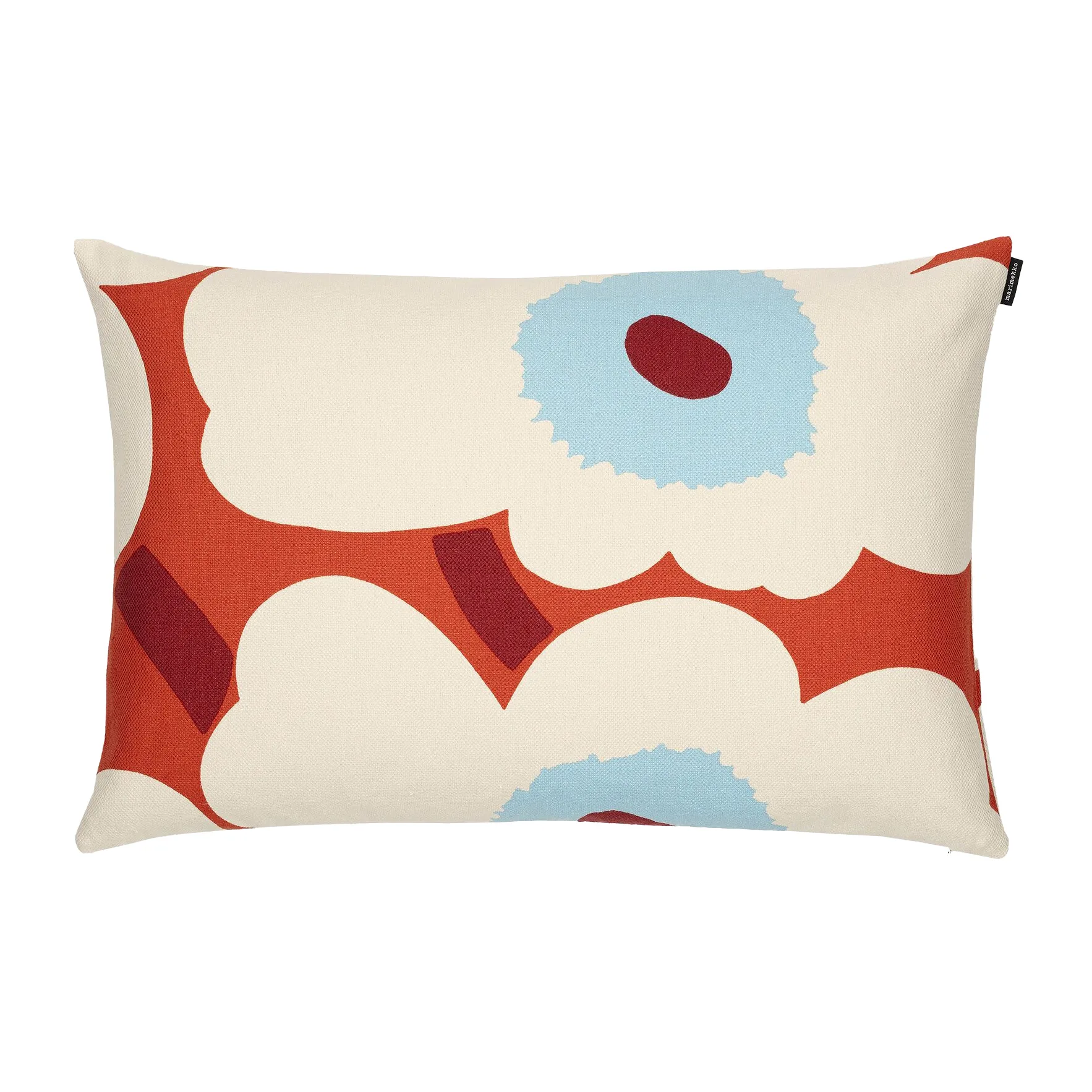 Unikko kussenhoes linnen-katoen 40x60 cm, Orange-off white-light blue Marimekko