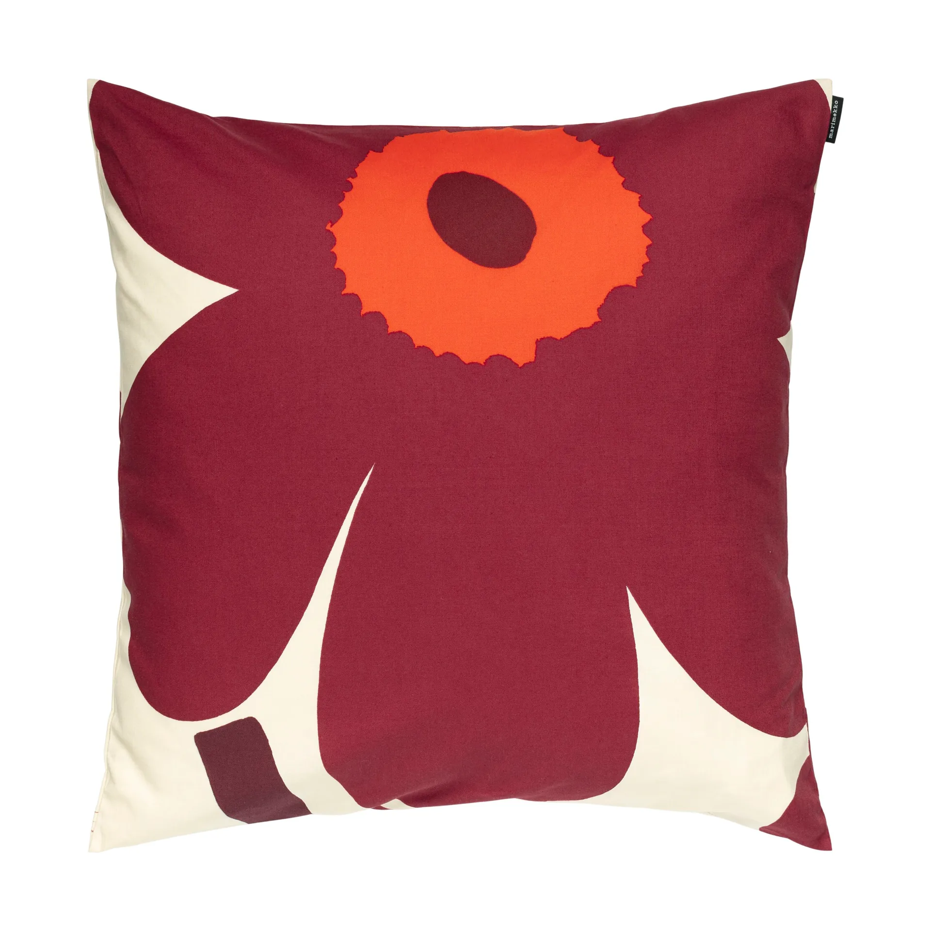 Unikko kussensloop 50x50 cm, Vanille-bourgondisch-rood Marimekko
