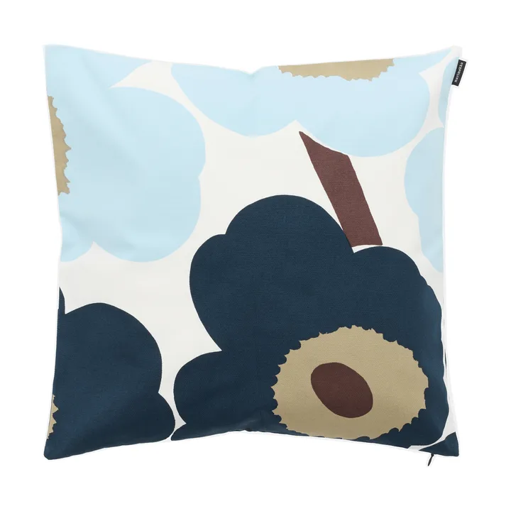 Unikko kussensloop 50x50 cm - White-blueberry-cold blue-dark brown - Marimekko