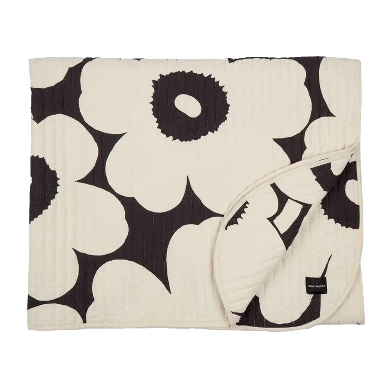 Unikko laken 160x260 cm, charcoal, off white Marimekko
