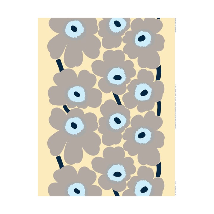 Unikko linnen stof - Sand-grey-pale blue - Marimekko