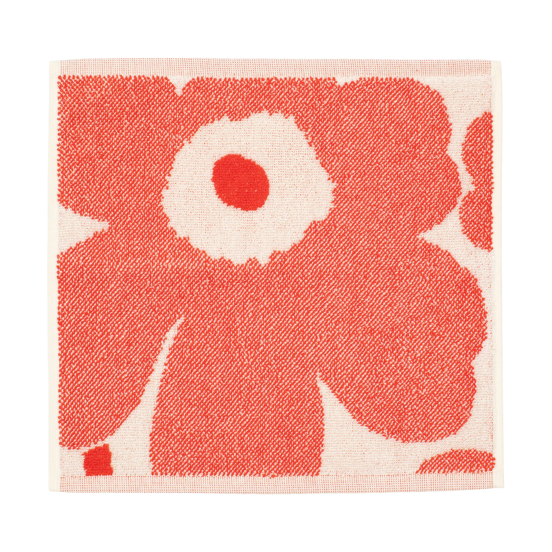Unikko mini handdoek 32x32 cm, Off white-orange red Marimekko