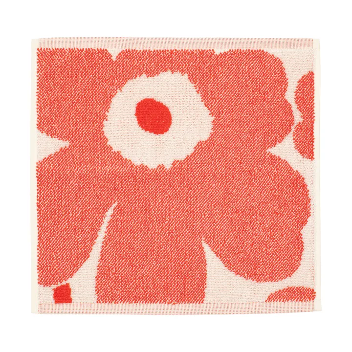 Unikko mini handdoek 32x32 cm - Off white-orange red - Marimekko