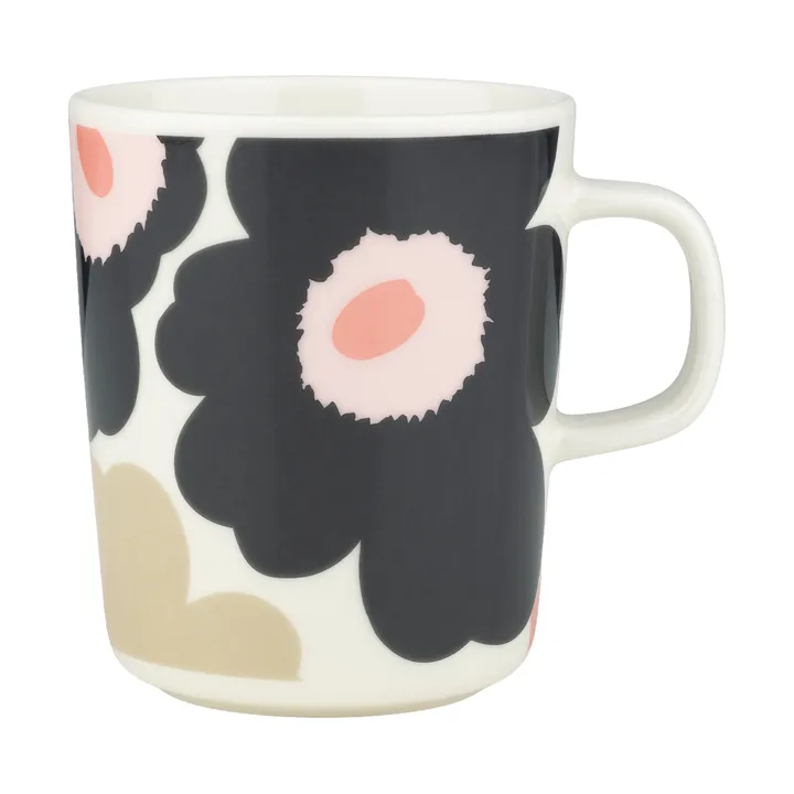 Unikko mok 25 cl - Off white-charcoal-sand-pink - Marimekko
