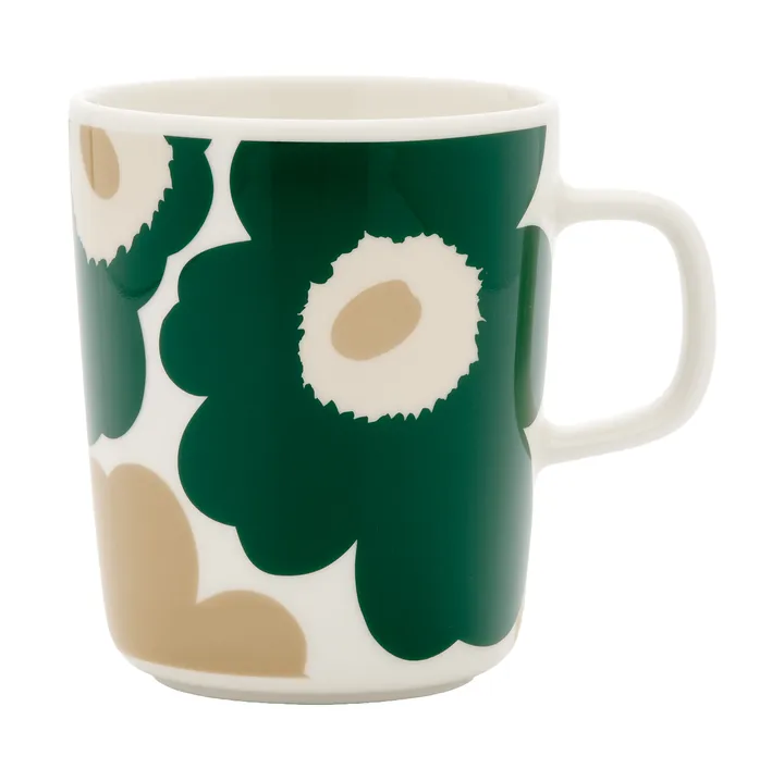 Unikko mok 25 cl - White-dark green-beige-light sand - Marimekko