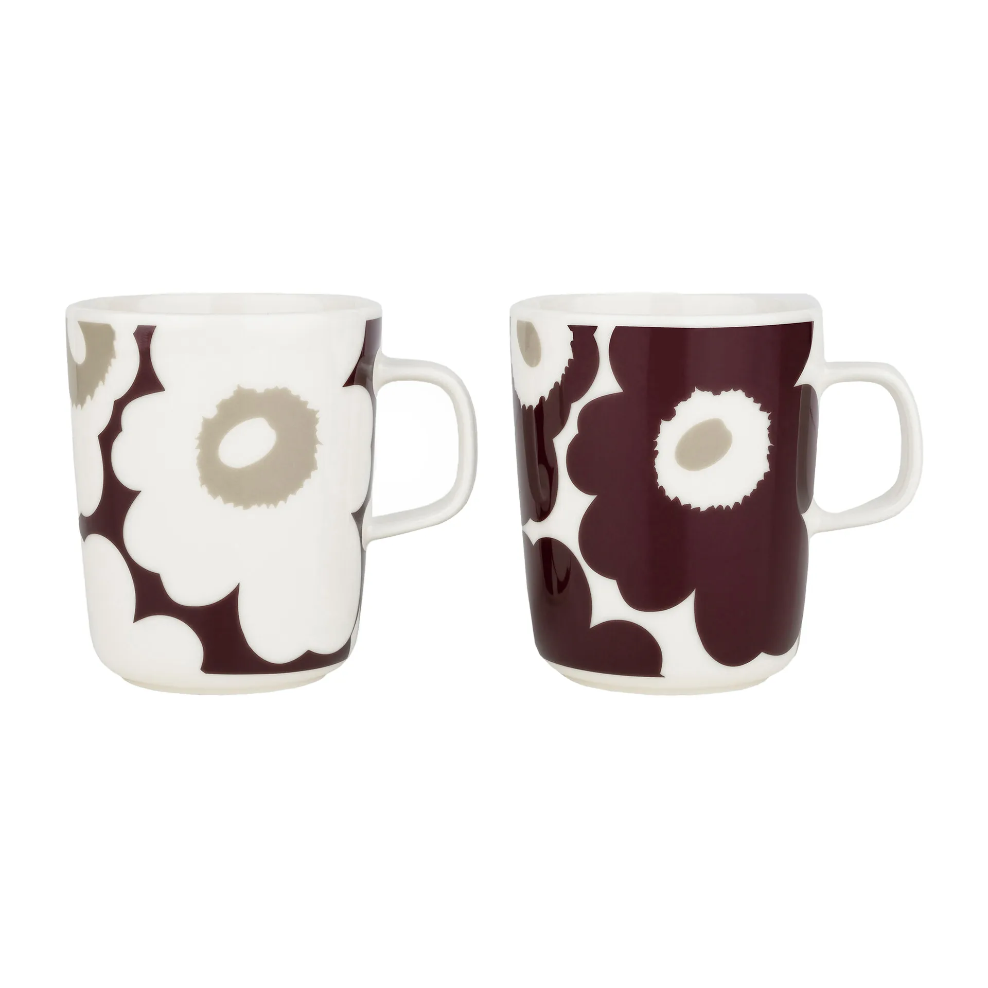Unikko mok 2,5 dl 2-pack, Clay-dark wine-white Marimekko