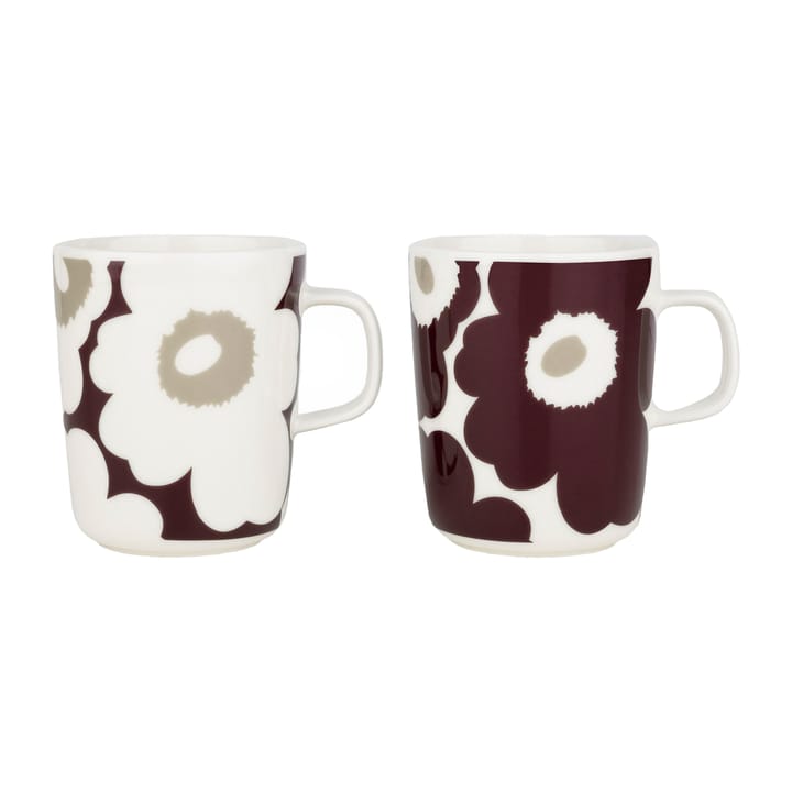 Unikko mok 2,5 dl 2-pack - Clay-dark wine-white - Marimekko