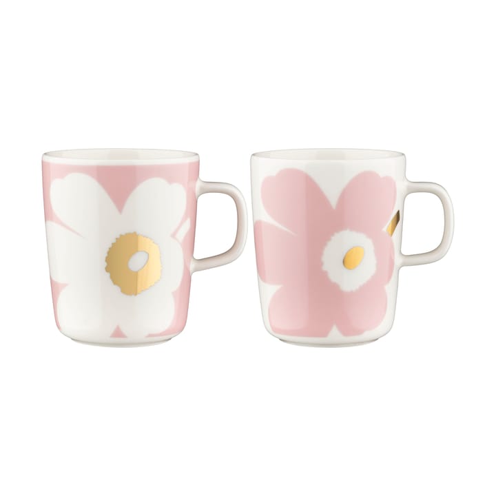 Unikko mok 2,5 dl 2-pack - White-Light pink-gold - Marimekko
