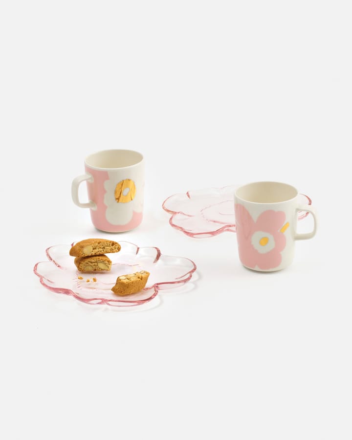 Unikko mok 2,5 dl 2-pack, White-Light pink-gold Marimekko