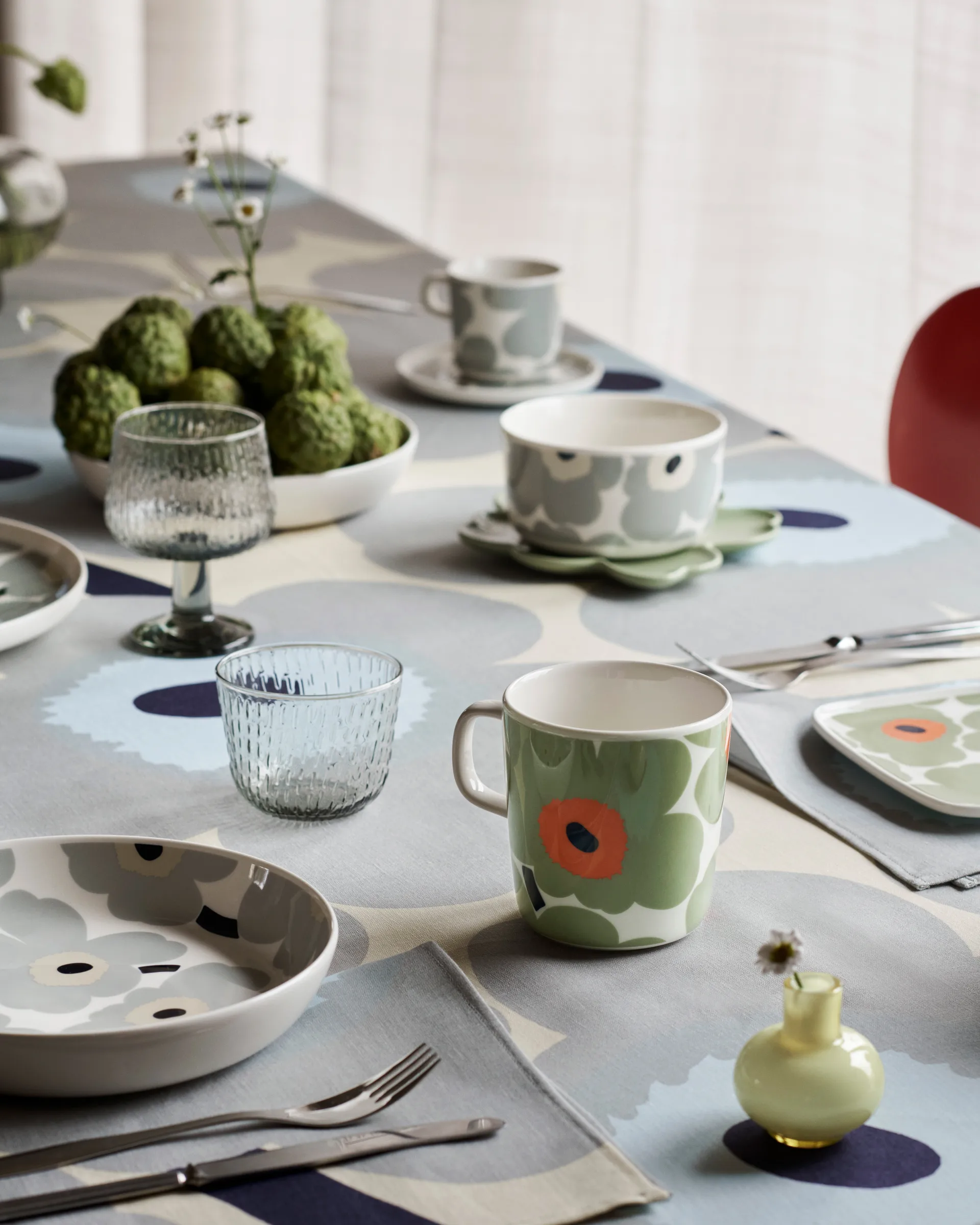 Unikko mok 2,5 dl 2-pack, White-sage-orange-dark blue Marimekko