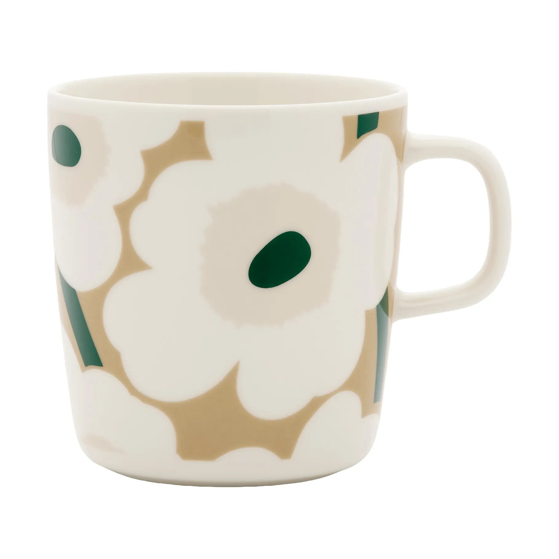 Unikko mok 40 cl, White-beige-light sand-dark green Marimekko