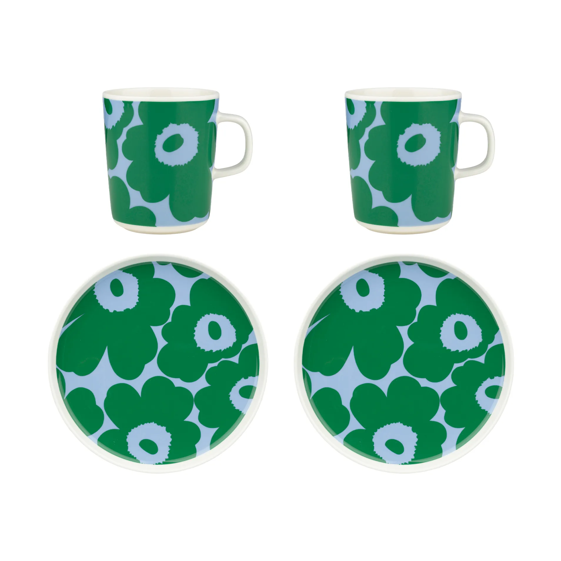 Unikko ontbijtset, White-green-light blue, 4 delar Marimekko