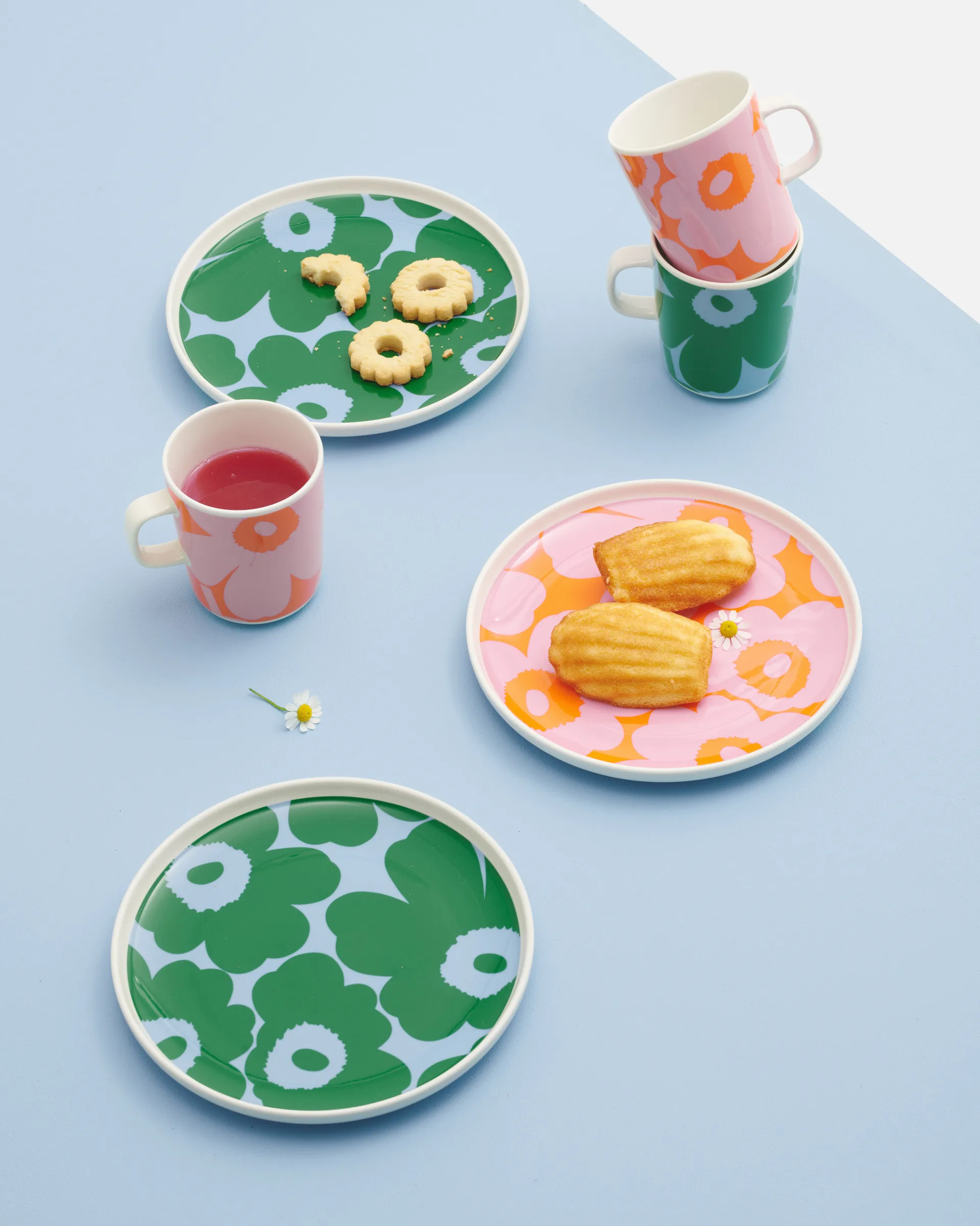 Unikko ontbijtset, White-pink-orange, 4 delar Marimekko