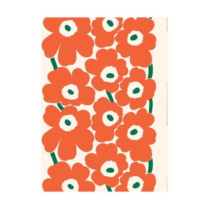 Unikko Outdoor stof - Off white-orange-green - Marimekko