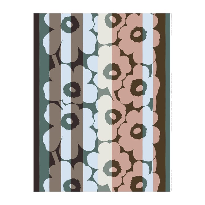 Unikko Ralli stof - Brown-petrol-light red - Marimekko