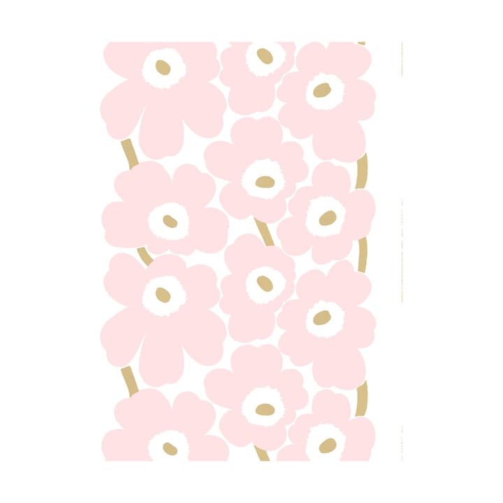 Unikko satijnen stof - White-Light pink-gold - Marimekko