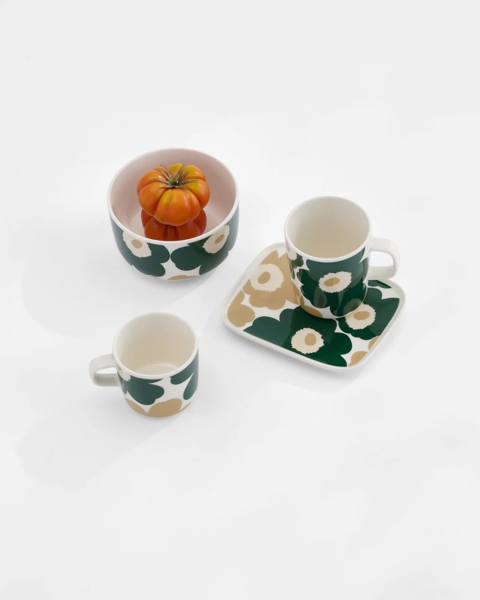 Unikko schaal 5 dl, White-dark green-beige-light sand Marimekko