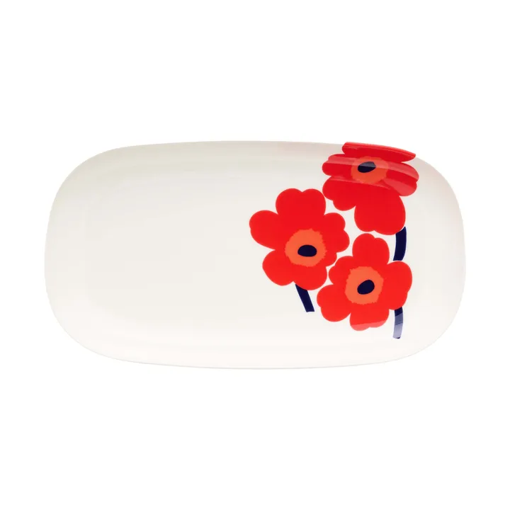 Unikko serveerschaal 17x32 cm - White-red-blue - Marimekko