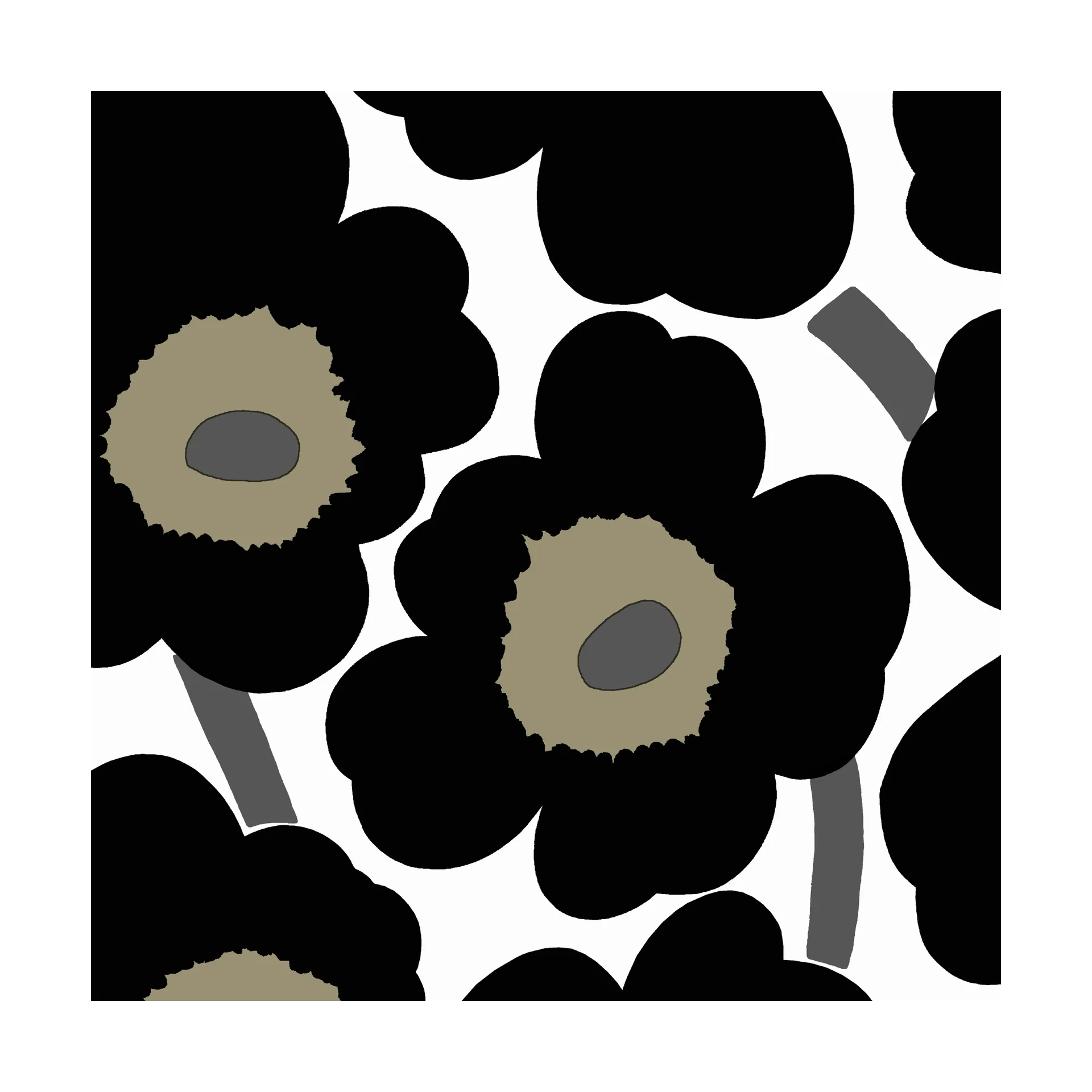 Unikko servet 33x33 cm 20-pack, Black-White Marimekko