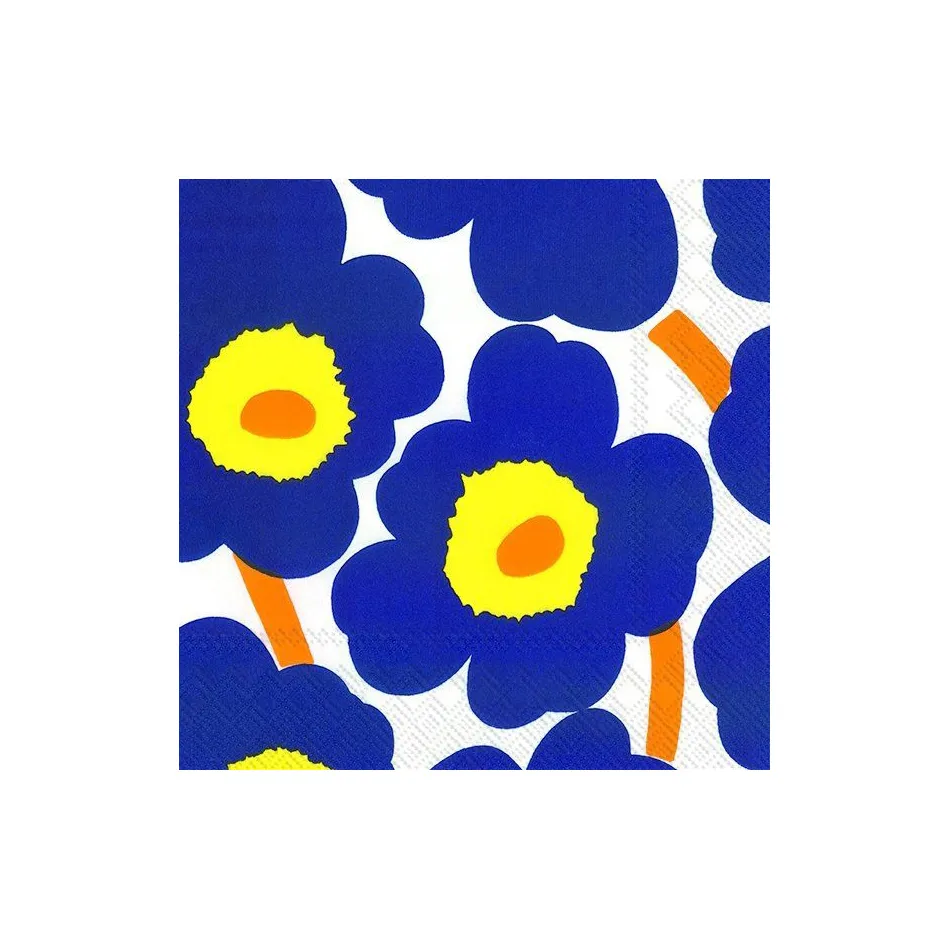 Unikko servet 33x33 cm 20-pack, Blauw-geel Marimekko